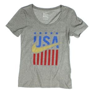 Womens Gray Athletic Cut USA Short Sleeve T-Shirt